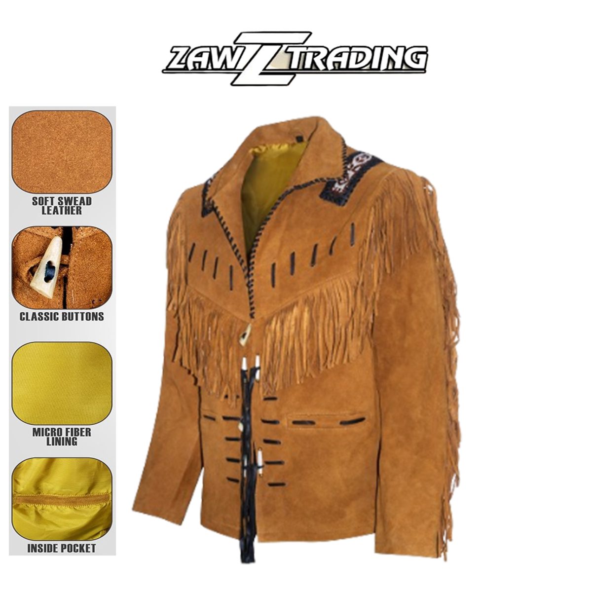 zaw trading western cowboy leather jacket