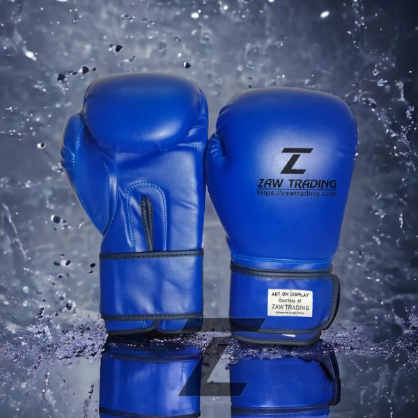 Zaw Trading Blue Leather Boxing Gloves